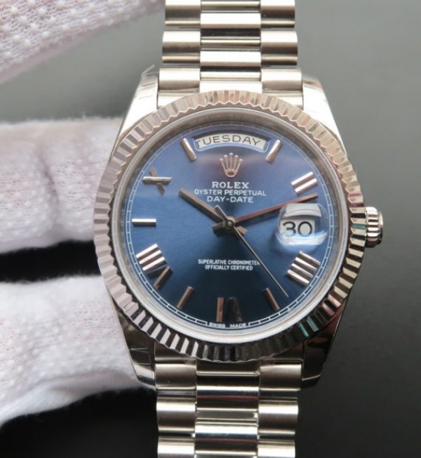 Rolex Day-Date 40mm 228239 Noob Blue Dial SS President Bracelet A3255