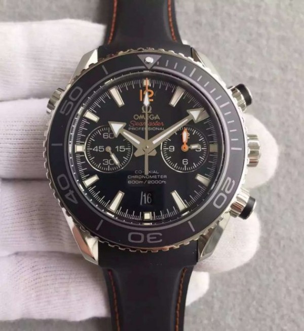 Omega Seamaster Professional Chrono Black Ceramic Black Dial Orange Rubber Strap A9300