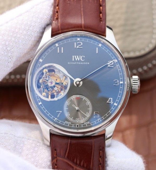 IWC BM Portuguese Tourbillon Gray Dial Leather Strap