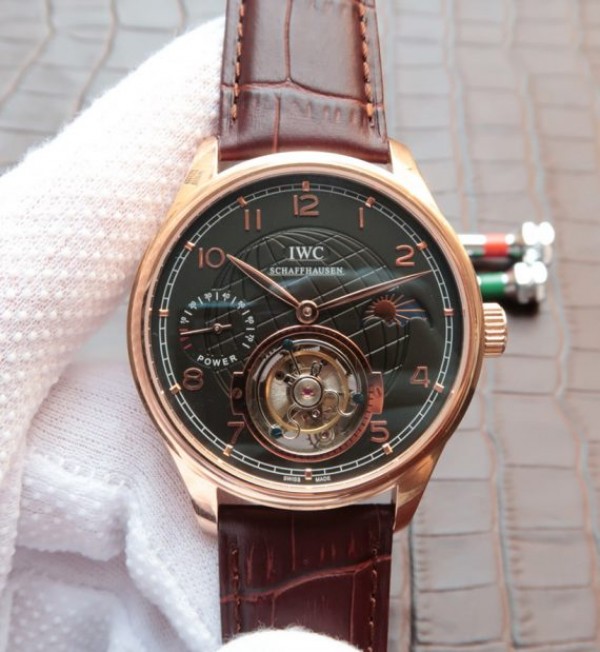 IWC Portuguese Tourbillon Power Reserve Moonphase RG Markers Black Dial