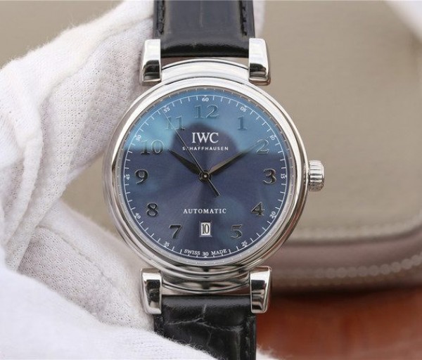 IWC TW Da Vinci IW3566 Blue Dial Black Leather Strap A2892