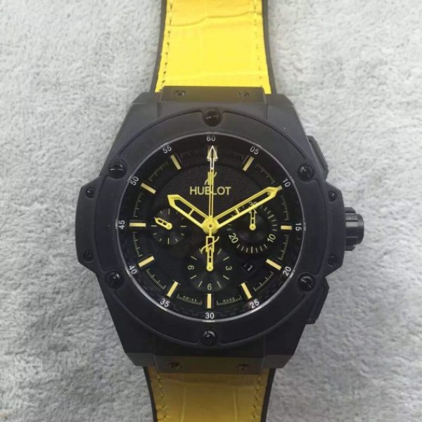 Hublot Big Bang King Power 48mm PVD Black Dial Yellow Hands Gummy Strap A7750