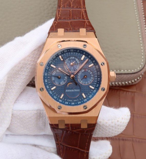 Audemars Piguet JF Royal Oak 41mm 26574 RG Blue Dial Leather Strap A5134