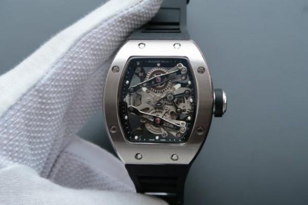 Richard Mille RM038 SS Black Inner Bezel Skeleton Dial Black Rubber Strap Jap Quartz