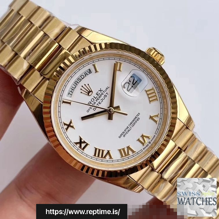 ROLEX DAY DATE WHITE DIAL SAPPHIRE CRYSTAL 36MM SWISS REPLICA m128238.2 - gallery