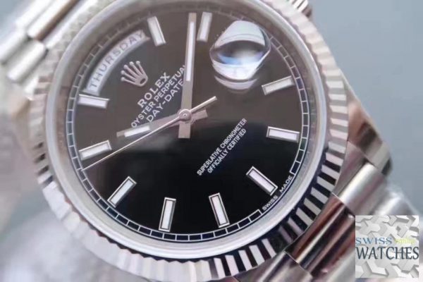 ROLEX DAY DATE BLACK DIAL SAPPHIRE CRYSTAL 41MM SWISS REPLICA 118239.1 - gallery