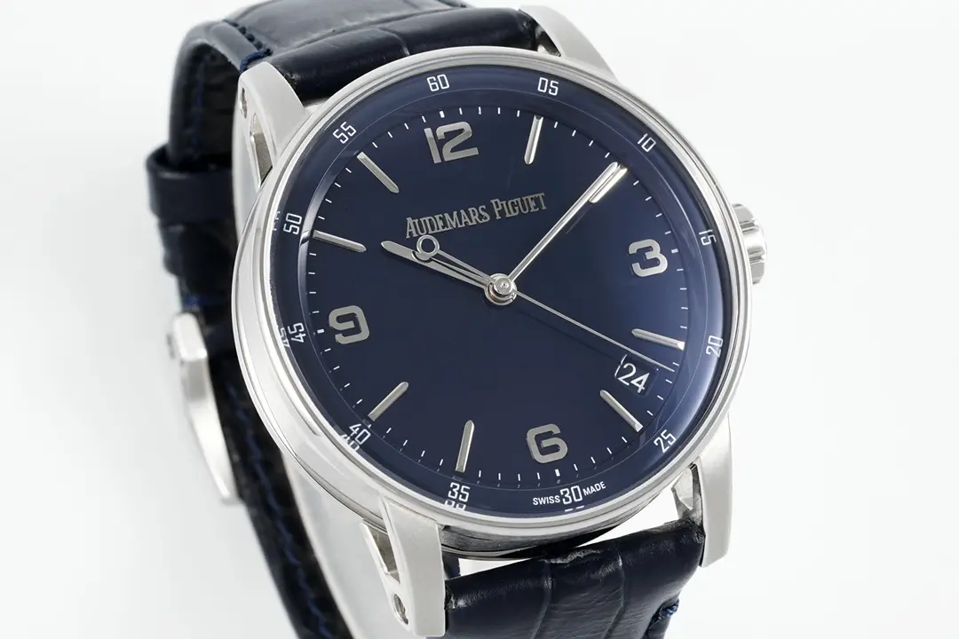 watch Audemars Piguet CODE 11.59 Blue Dial Three-Hand Automatic Watch with Leather Strap - view 3