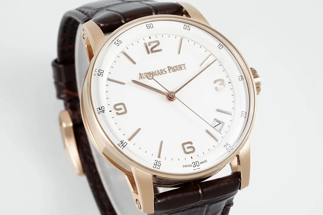 watch Audemars Piguet CODE 11.59 Blue Dial Three-Hand Automatic Watch   41mm Rose Gold Case with Brown Leather Strap - view 3