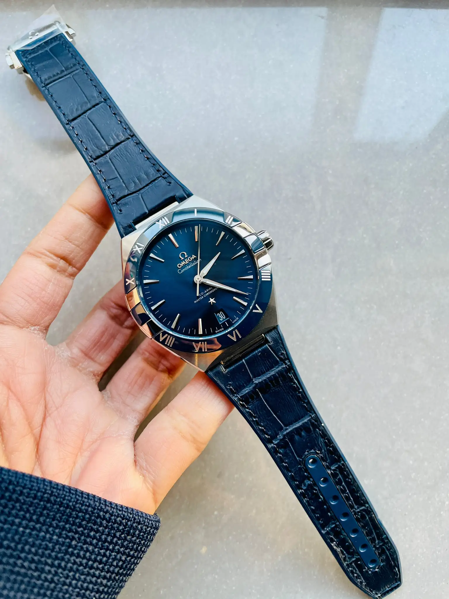 Omega Constellation Men Automatic Blue Leather Watch O13133412103001 - gallery