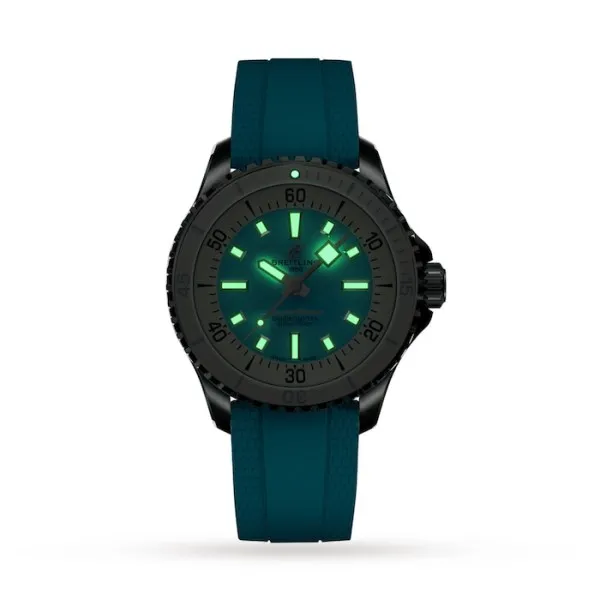 Breitling Superocean Unisex Automatic Turquoise Rubber Watch A17377211C1S1 - gallery