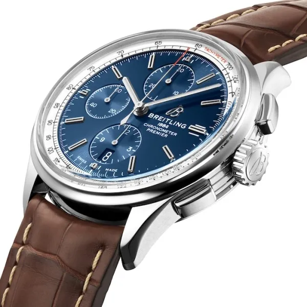 Breitling Premier Men Automatic Blue Crocodile Watch A13315351C1P1 - gallery