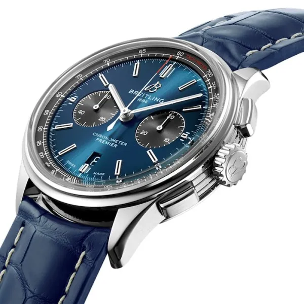 Breitling Premier Men Automatic Blue Crocodile Watch AB0118A61C1P1 - gallery