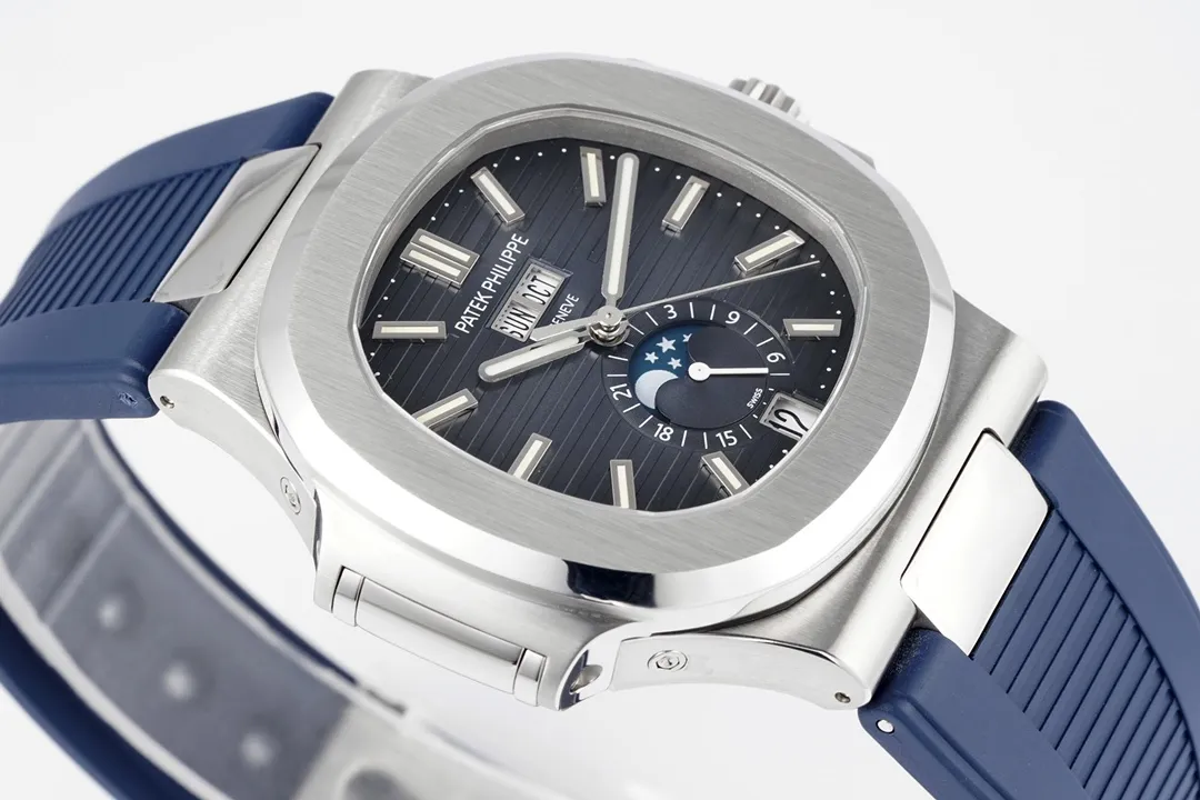 Patek Philippe Blue Nautilus Rubber Strap Watch - view 5