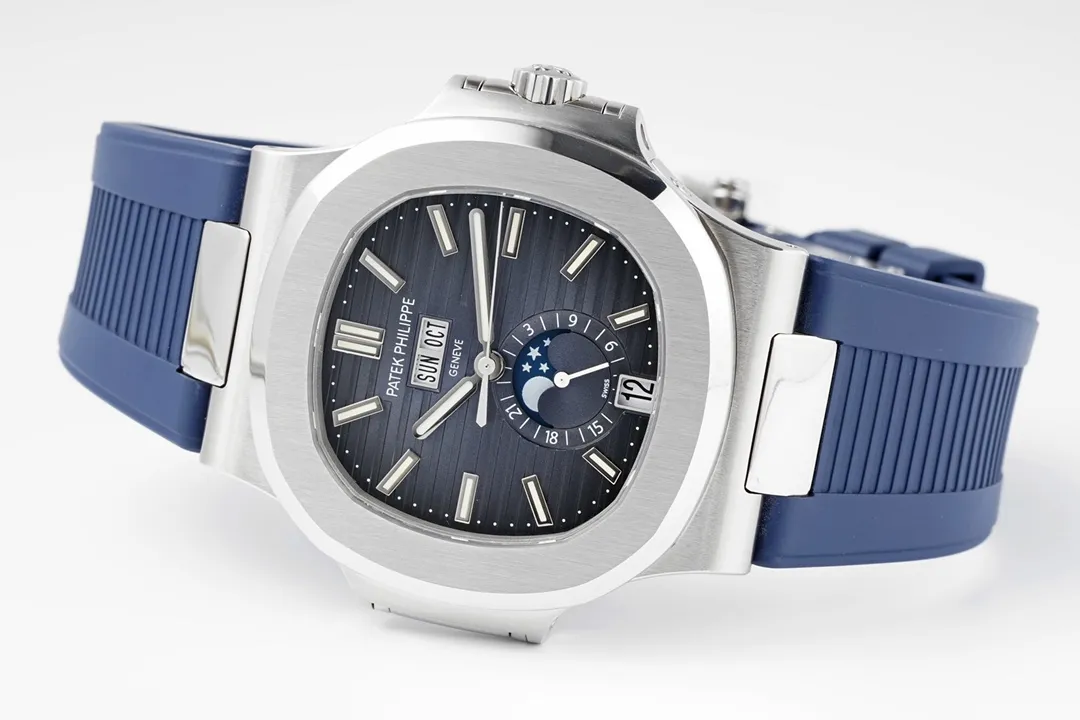 Patek Philippe Blue Nautilus Rubber Strap Watch - view 6