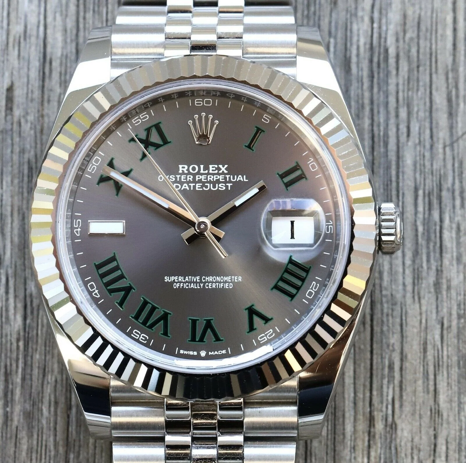 Superclone Rolex Datejust 41mm Rhodium Dial 126334  Wimbledon  Flutted / Jubilee - gallery