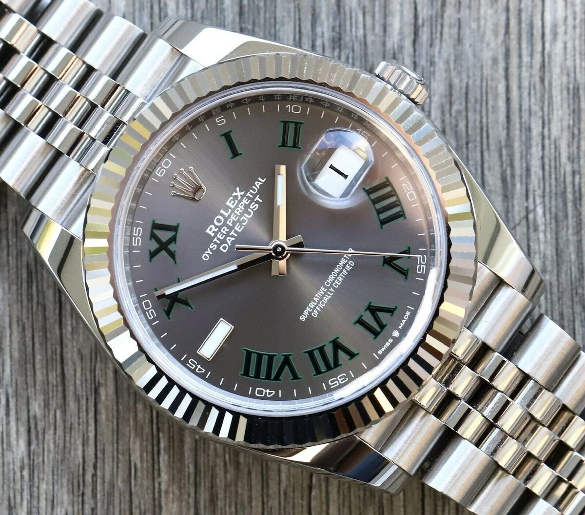 Superclone Rolex Datejust 41mm Rhodium Dial 126334  Wimbledon  Flutted / Jubilee - view 4
