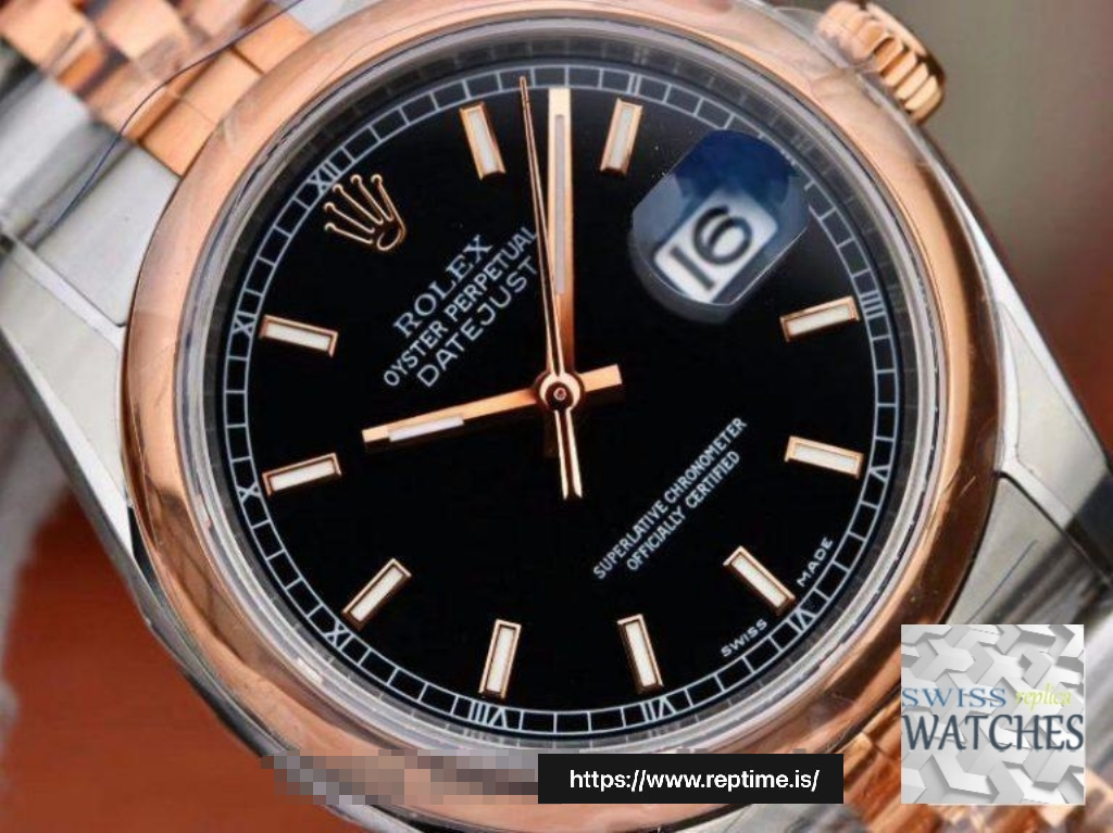 ROLEX DATEJUST BLACK DIAL STAINLESS STEEL 36MM SWISS REPLICA 126201.1 - view 6