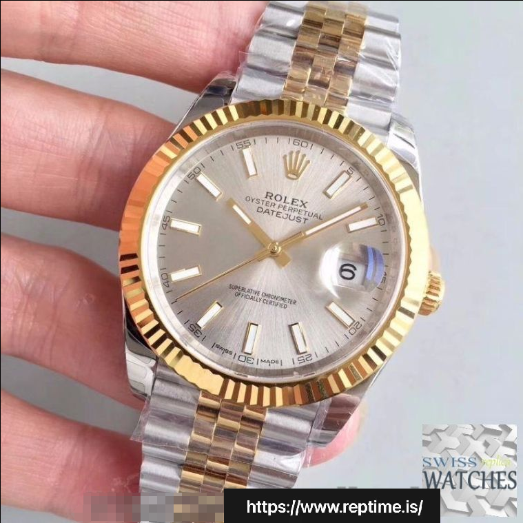 ROLEX DATEJUST SILVER DIAL SAPPHIRE CRYSTAL 41MM SWISS REPLICA m126333.0004 - view 3