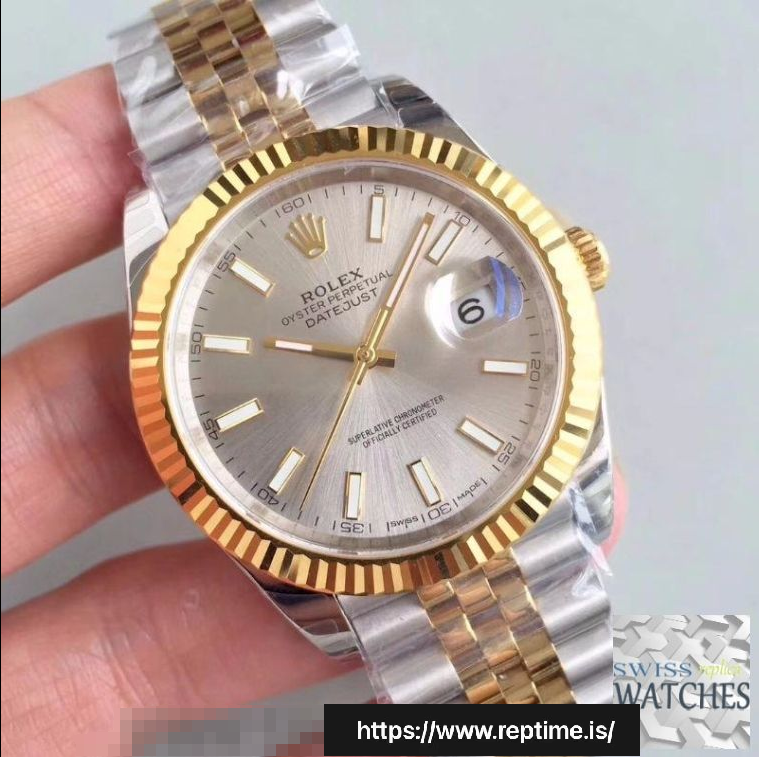 ROLEX DATEJUST SILVER DIAL SAPPHIRE CRYSTAL 41MM SWISS REPLICA m126333.0004 - view 4