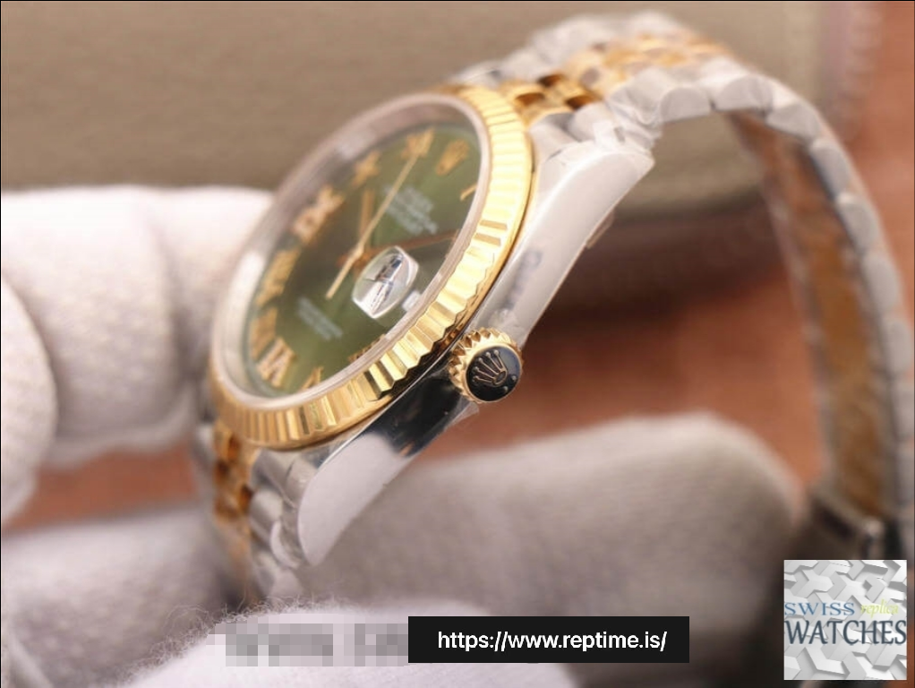 ROLEX DATEJUST GREEN DIAL 18K YELLOW GOLD 36MM SWISS REPLICA m126233.0025 - view 6