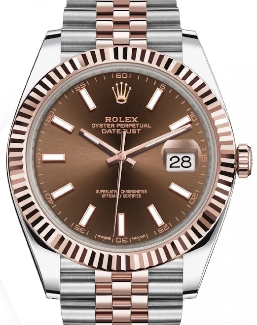 Rolex Datejust 41 Rose Gold/Steel Chocolate Dial Fluted Bezel (Jubilee) 126331 - view 4