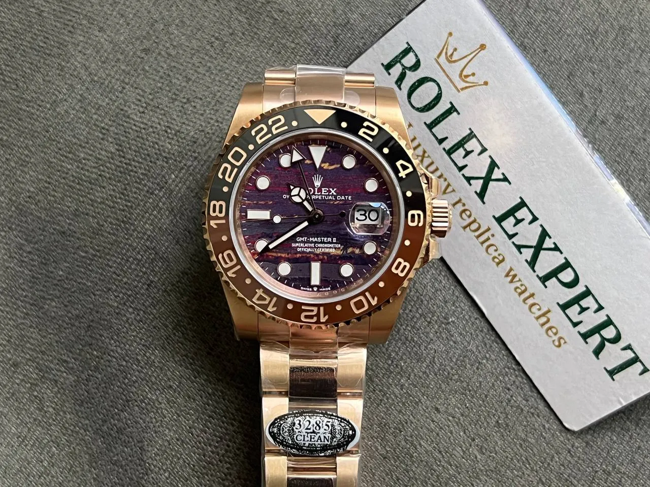 Superclone Rolex GMT-Master II 40 mm 126715CHNR Tiger Iron Dial - view 9