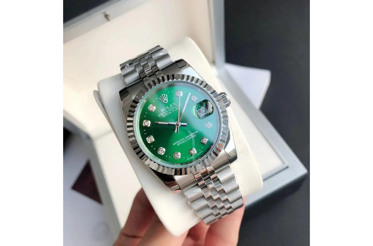 Couple Watches Rolex Datejust 36/28mm SS/SS Jub Green/Dia - view 3