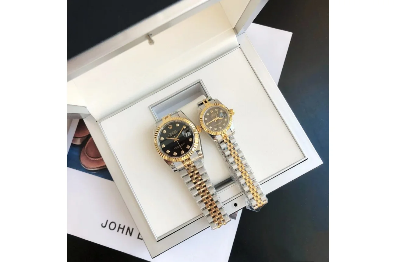 Couple Watches Rolex Datejust 36/28mm RG/SS Jub Black/Dia - view 7