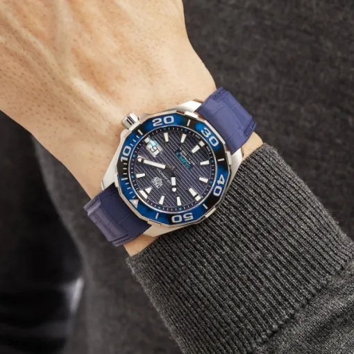 TAG Heuer Aquaracer Men Automatic Blue Rubber Watch WAY201P.FT6178 - view 5