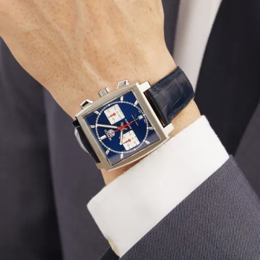 TAG Heuer Monaco Men Automatic Blue Leather Watch CBL2111.FC6453 - view 5